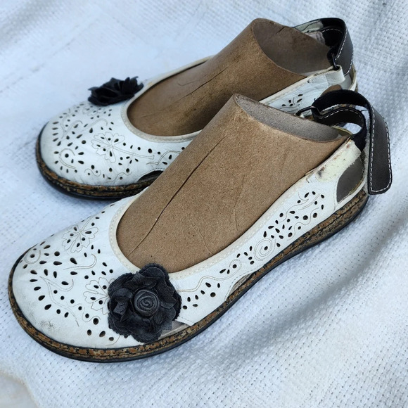 Rieker leather cut out floral sling backs 37/6 - Picture 1 of 10